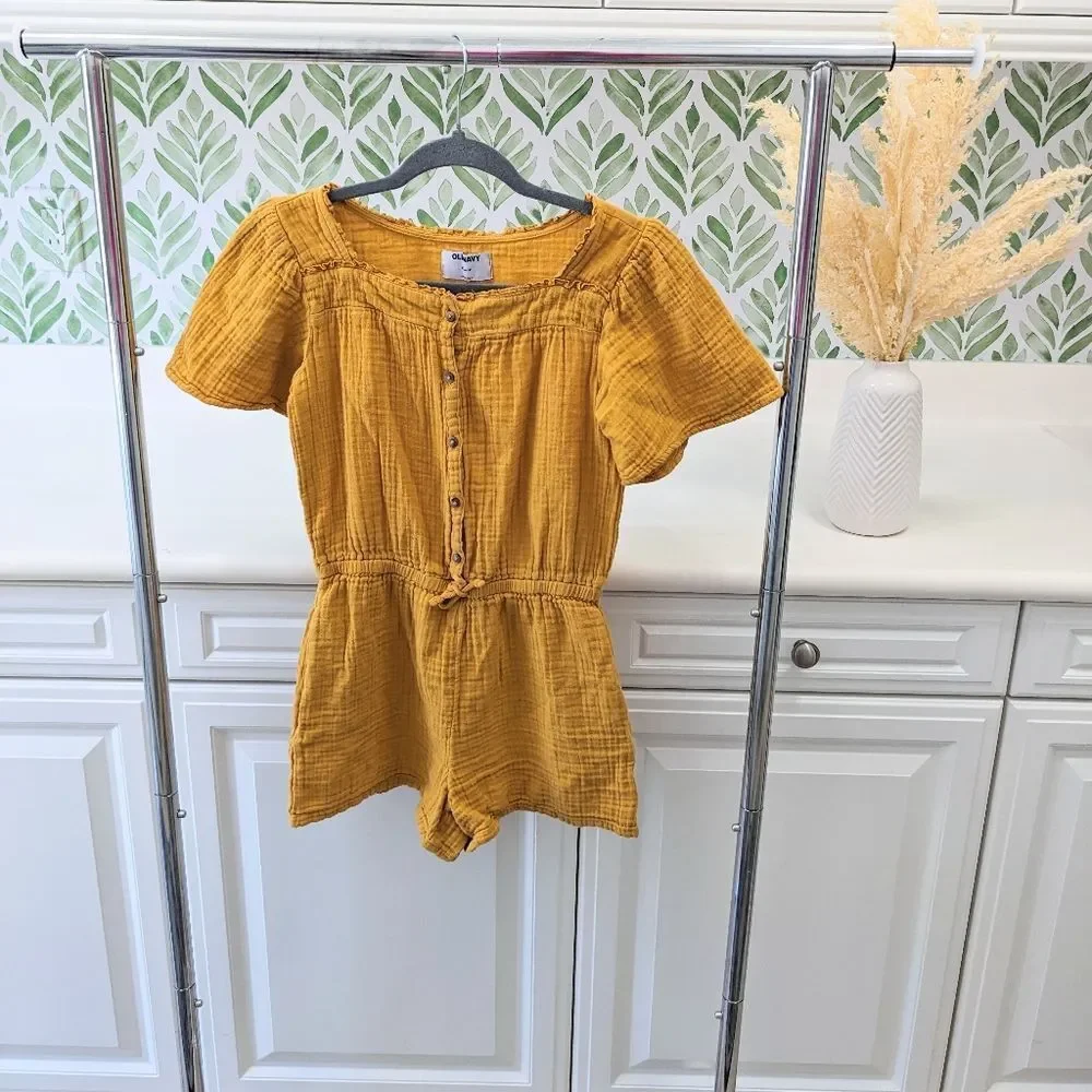 Girl's Goldenrod Yellow Old Navy Romper XL Gauzy Summer Spring Lightweight